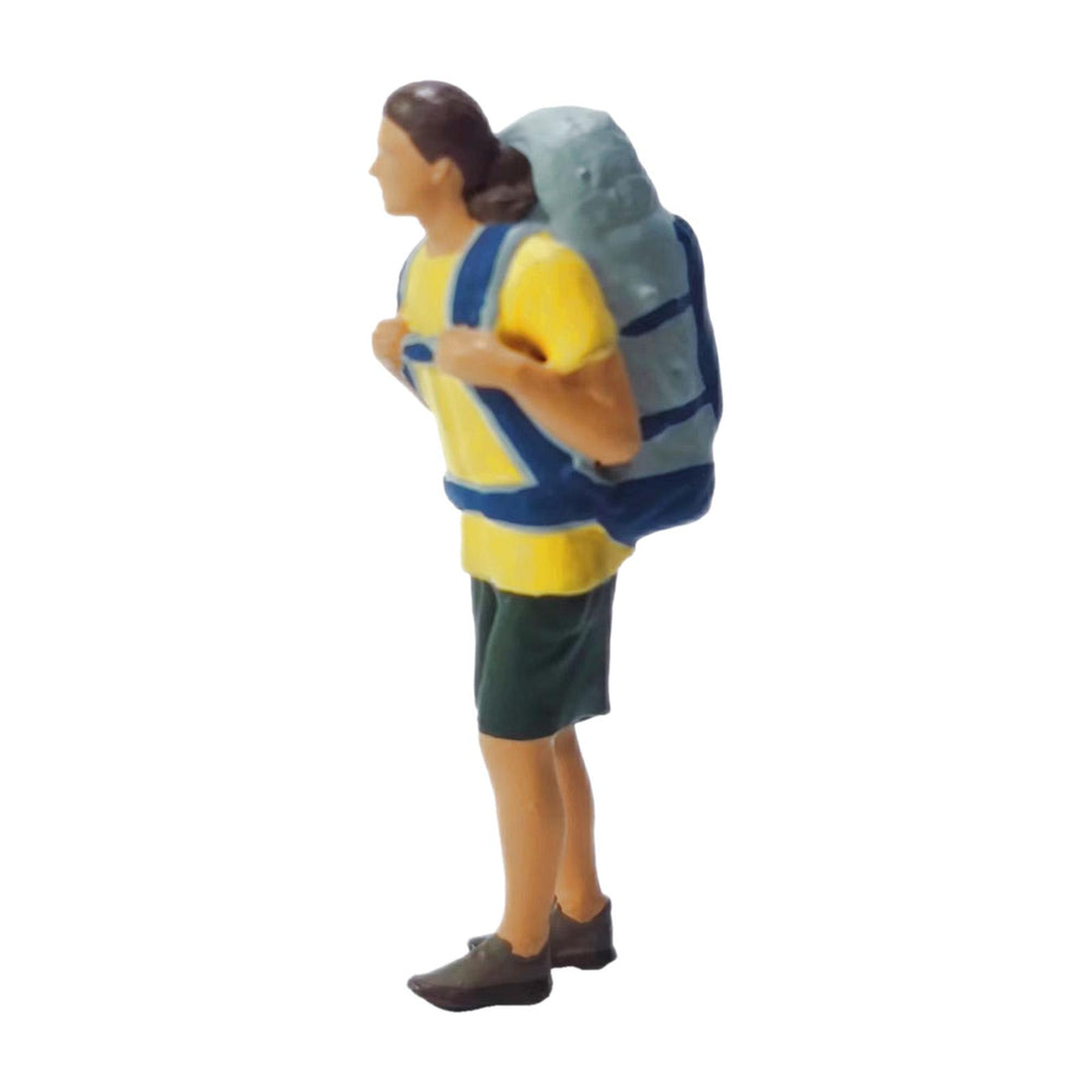 Crofta 1:64 Girl Figure Backpacker Resin Figurines for Diorama Scenery DIY Projects Yellow 1pcs