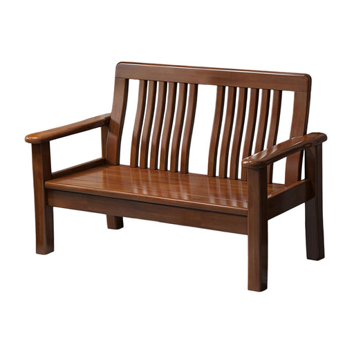 Crofta Wood Bench with Backrest and Armrest Wooden Bench for Park Patio Front Porch 2 Seater