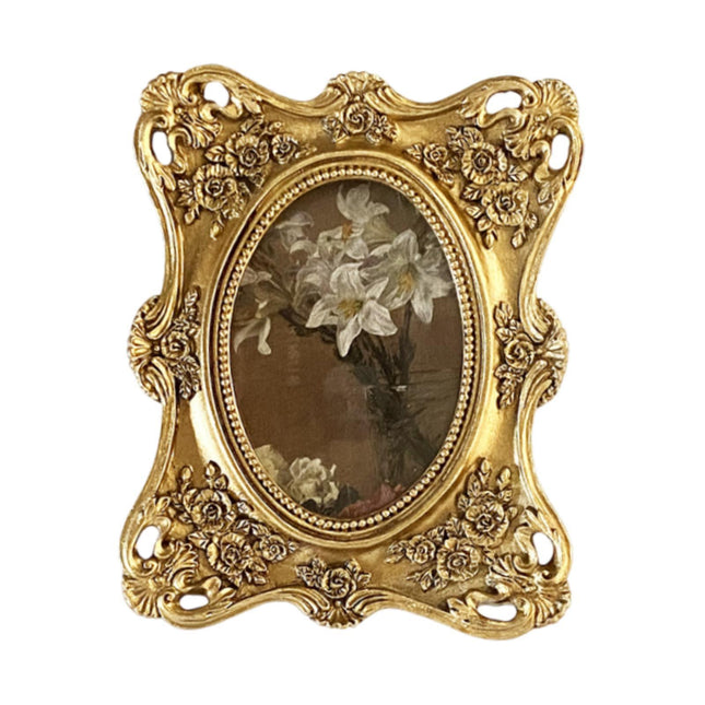 Crofta Vintage Picture Frame Antique Photo Picture Holder for Home Table Decoration 16.5cmx20.5cm