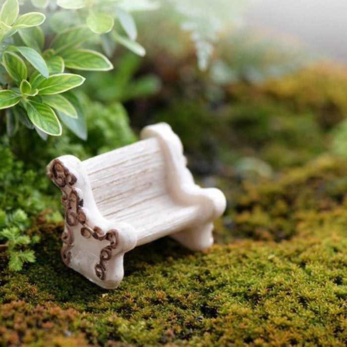 Crofta 10pcs Miniature Dollhouse Fairy Garden Landscape White Floral Bench Decor