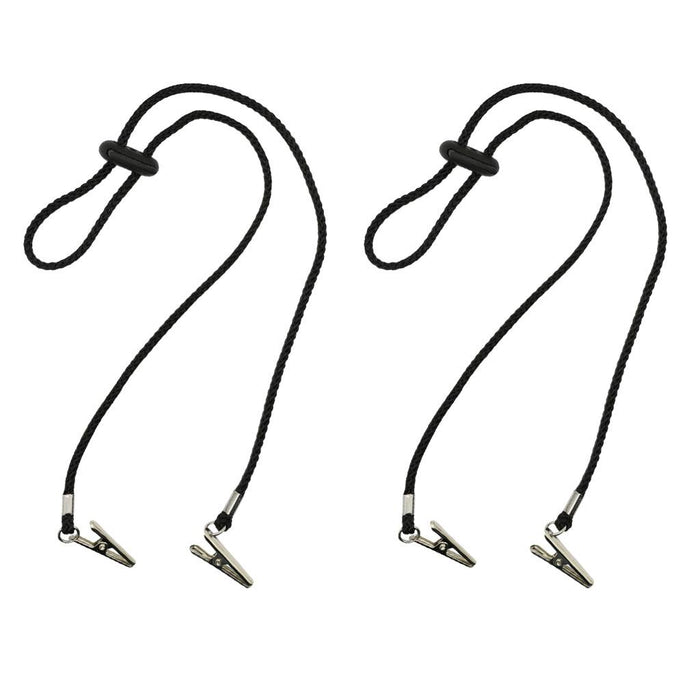 2 Pieces Adjustable Baby Elderly Adult Napkin Chains Clip Cord Neck Strap Napkin Lanyard String Strap Black