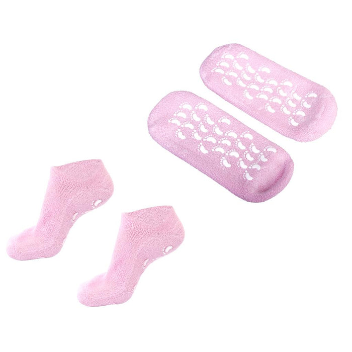 Crofta 1 pair Womens Beauty SPA Moisturizing Skincare Gel Smooth Nourishing Treatment Anti-Slip Socks Pink