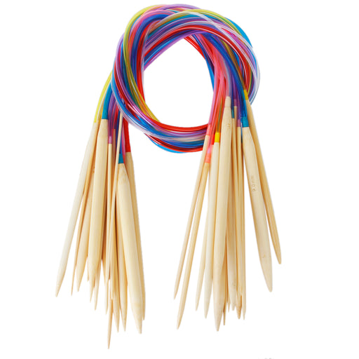 Crofta 18 Sizes Bamboo Circular Knitting Weave Needles with Colorful Tube