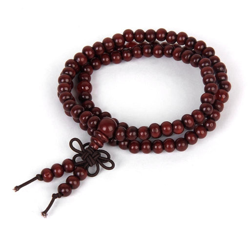 Crofta Wooden 6mm 108 Beads Prayer Stretch Buddhist Cuff Bracelet Wristband