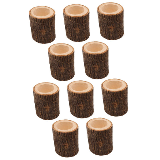 Crofta 10x Tealight Candleholders Decorative Party Farmhouse Wooden Candlesticks