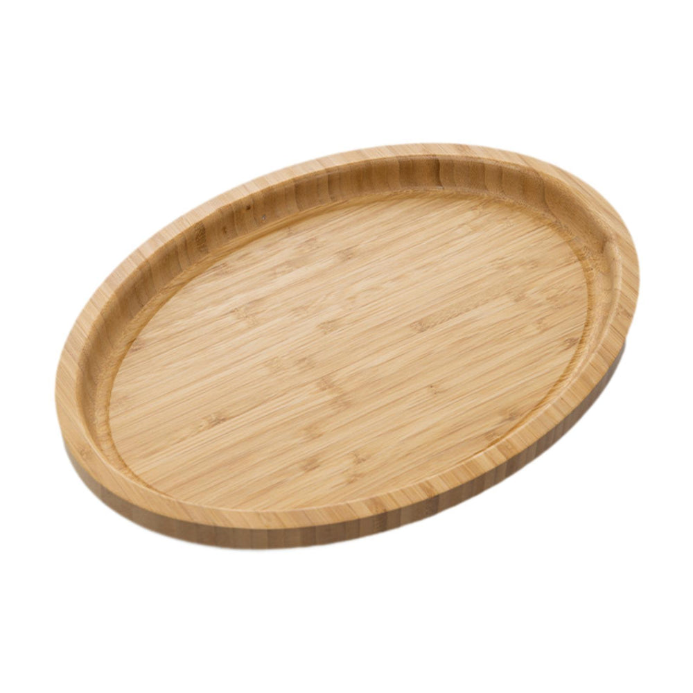 Wooden Serving Tray Modern Stylish Bamboo Oval Platter for Food Fruit Snacks 35cmx20cmx2.5cm