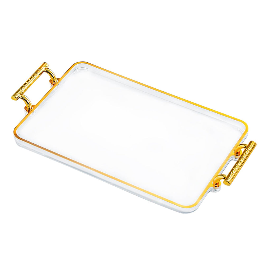 Serving Tray Rectangular with Handles Cosmetic Storage Tray for Kitchen Home Transparent