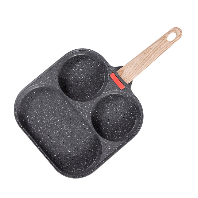 Crofta Breakfast Frying Pan Egg Cooker Pan Egg Steak Pot for Frying Cooking Burger wood handle