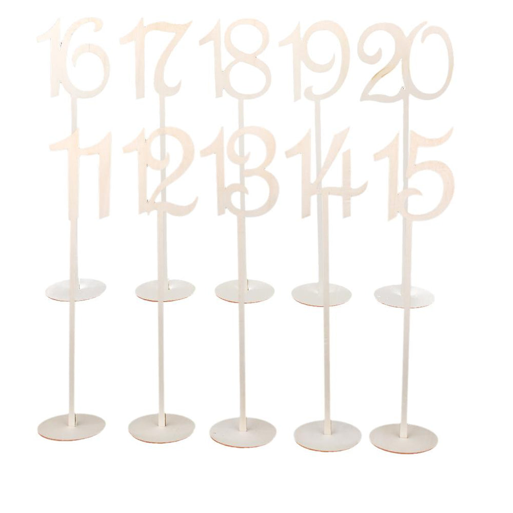 Wooden Shape Table Numbers Stick Set with Base 11-20