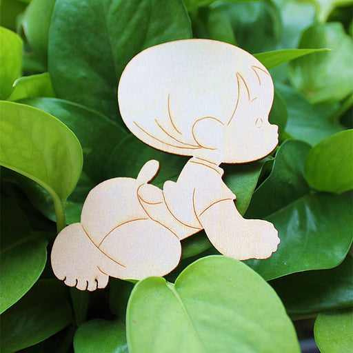 Crofta 10pcs Laser Cut Wooden Baby Shapes Craft Embellishment