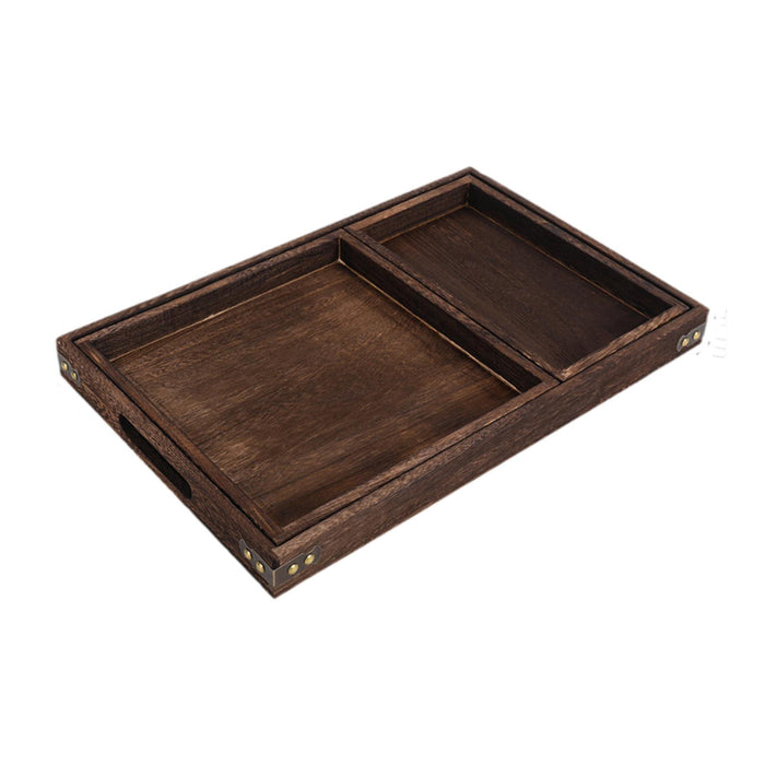 Crofta Wood Serving Tray Snacks Plate Snack Tray for Tea Coffee Table Decor Wedding 3Pcs