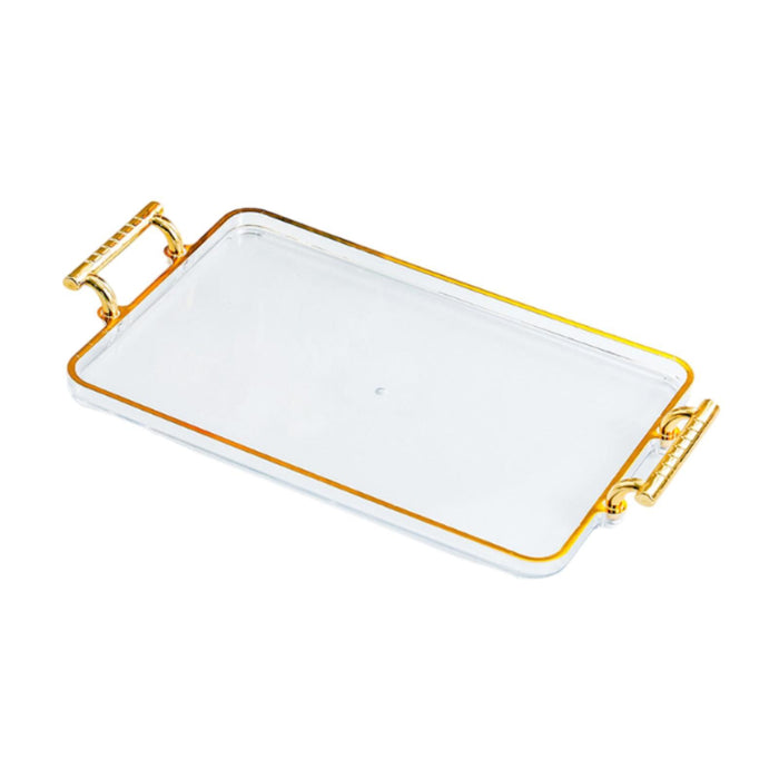 Serving Tray with Handles Rectangular Cosmetic Storage for Desk Office Hotel clear golden