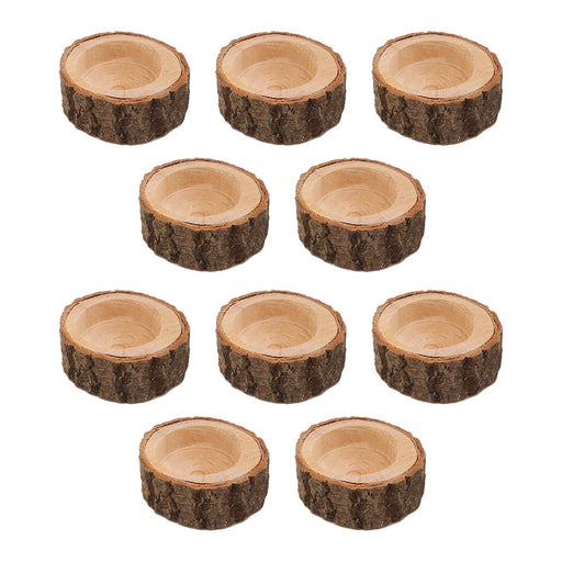 Crofta 10x Tealight Candleholders Decorative Party Farmhouse Wooden Candlesticks