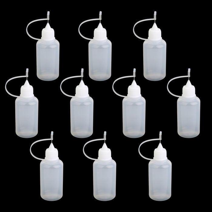 Crofta 10pcs 30ml Needle Tip Empty Plastic Squeezable Dropper Bottle Liquid Storage