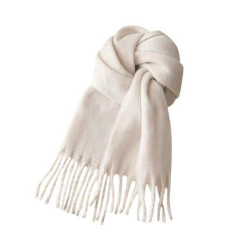 Crofta Winter Scarf Large Scarf Comfortable Tassel Shawl Thick Elegant Warm Blanket Beige