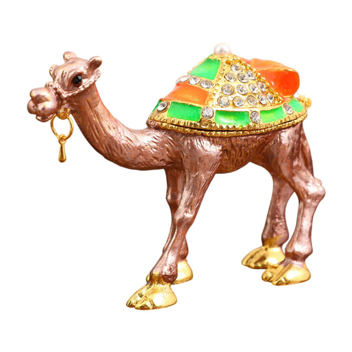 Crofta Trinket Box Ornament Craft Camel Figurine Jewelry Box for Desktop Home Decor Pale Pinkish Grey