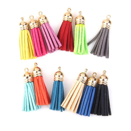 Crofta 12Pcs Colorful Velvet Tassel Charms Pendants for Bags Key Chains DIY 4.3cm