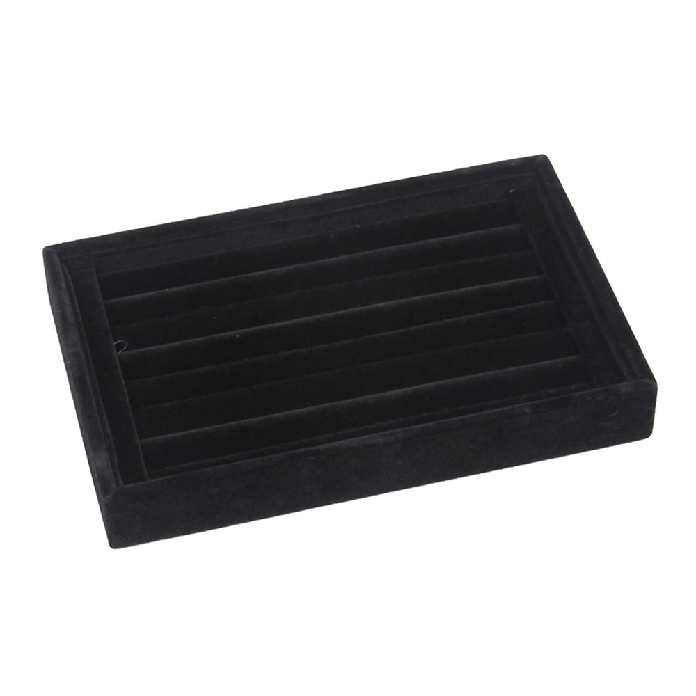 Crofta Jewelry Storage Tray for Earrings Bracelet Women 227x146x31mm Flannel Black