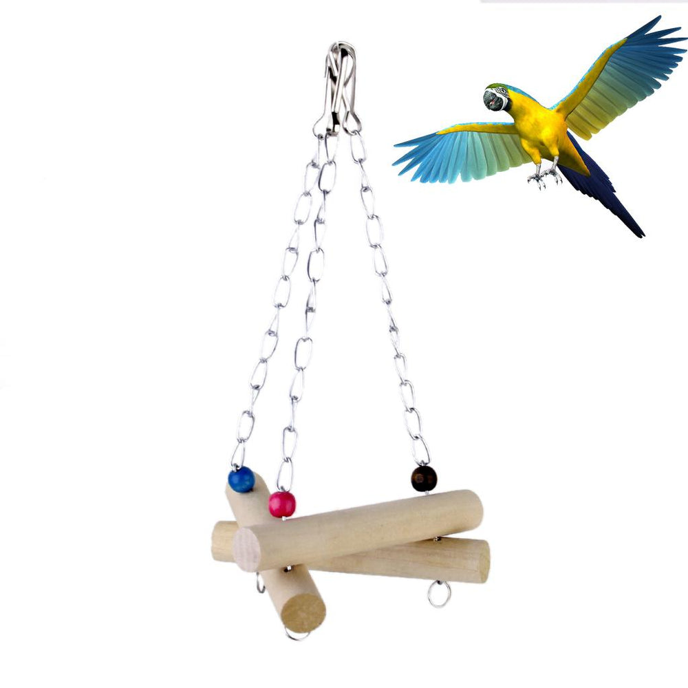 Crofta Wooden Bird Triangle Swing Bird Toy Cage Toys for Squirrels Parrots