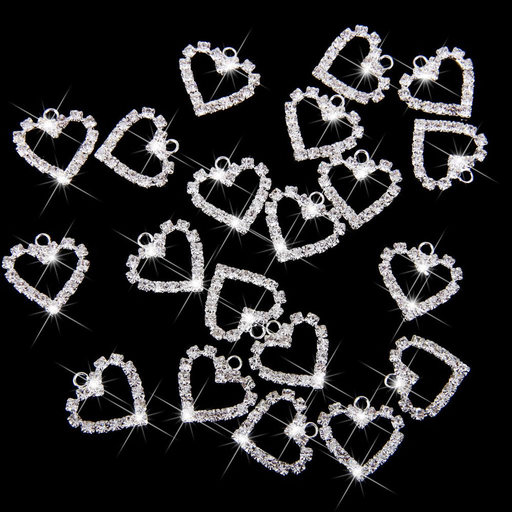 20pcs Rhinestone Crystal Heart Pendent for Jewelry DIY Craft